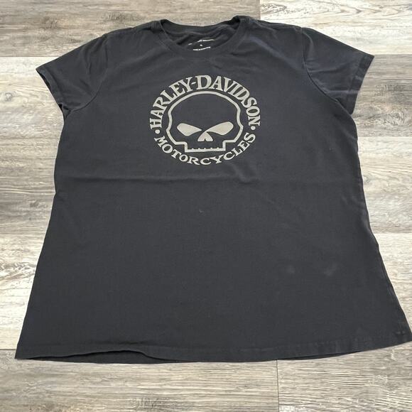 Harley-Davidson Tops - Harley Davidson Motorcycles Black Womens XL Skull Design Graphic Rider Biker Tee